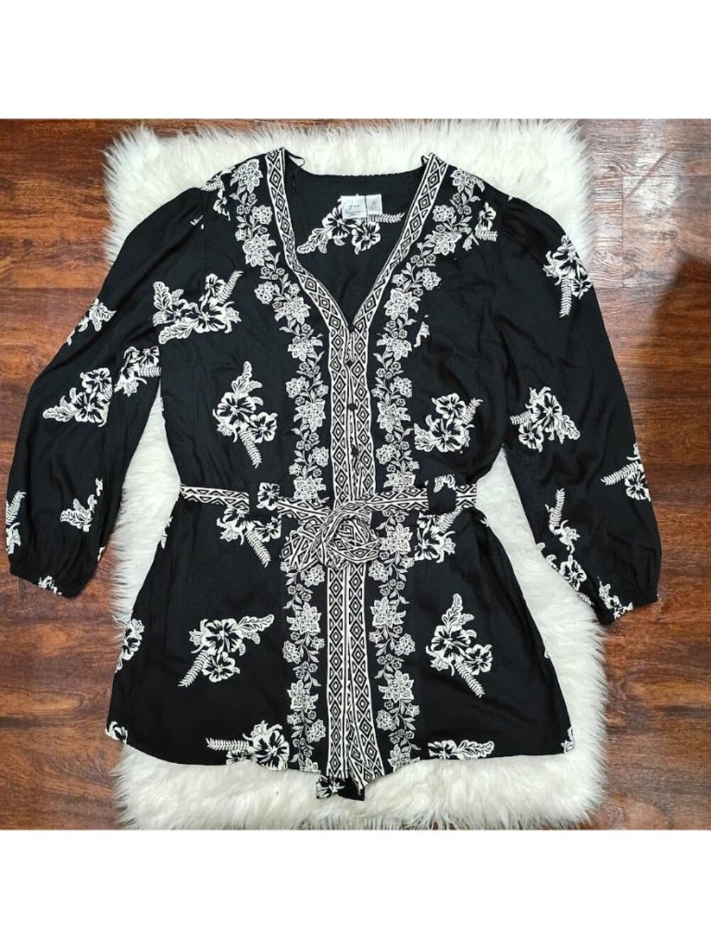Goa Romper M Beachwear By Japna Black Floral Boho Resortwear - Picture 3 of 11